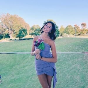 purple strapless dress